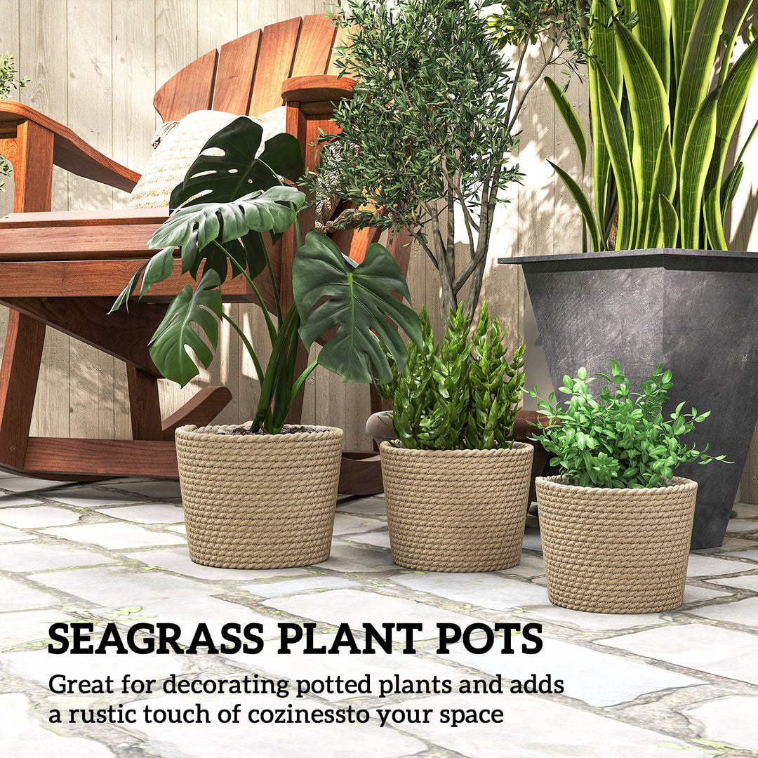 Seagrass Planters Set of 3 Plant Pots for Indoor Outdoor Patio Balcony