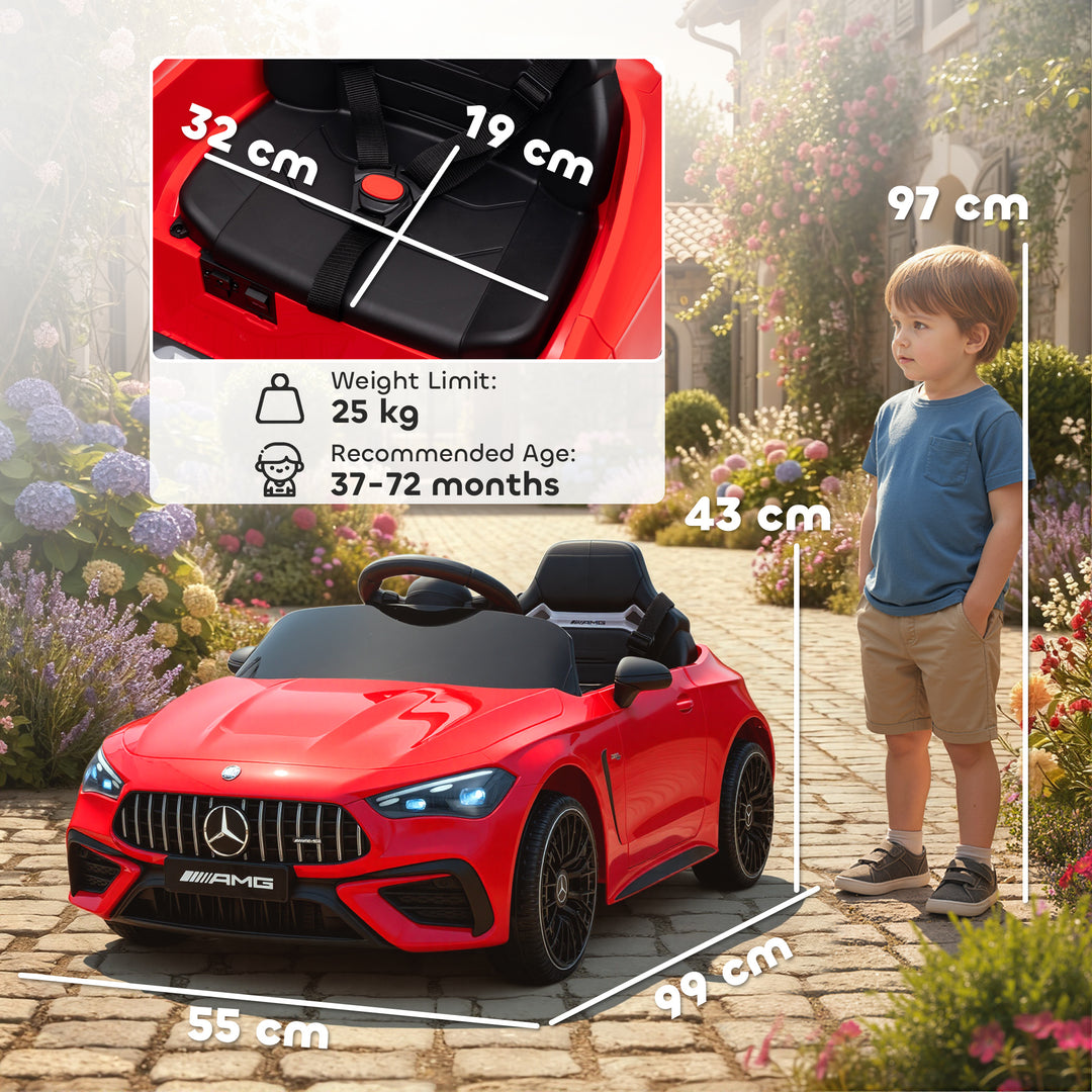 MCL Licensed Mercedes AMG Kids Electric Car, 12V Ride On Car with Dual Motors, Remote Control for 3-6 Years, Red