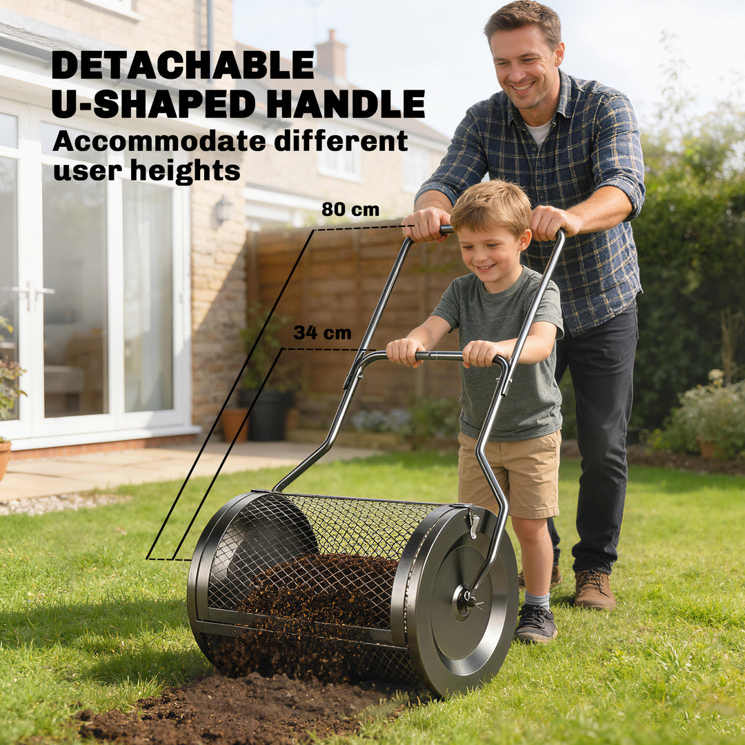 Compost Spreader, 20" Peat Moss Spreader with Detachable U-Shaped Hand