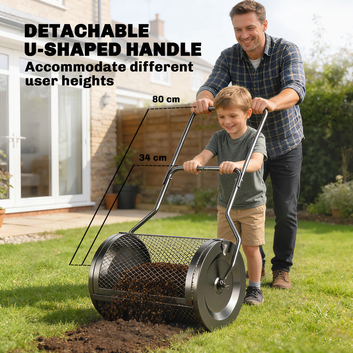 Compost Spreader, 20" Peat Moss Spreader with Detachable U-Shaped Hand