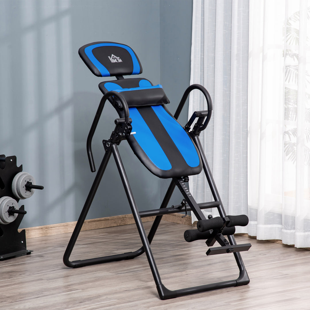 MCL Foldable Gravity Inversion Table, Back Therapy Fitness Bench, with Soft Ankle Cushions, for Home