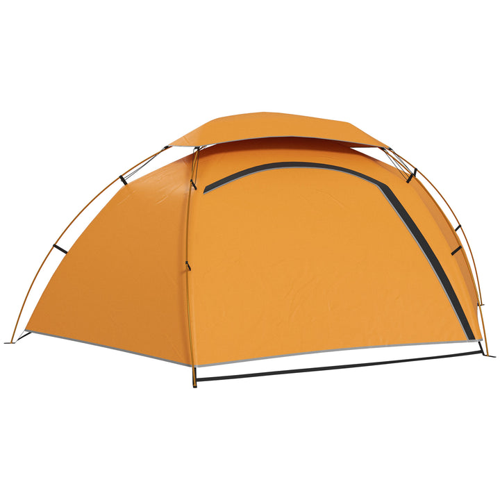 Outsunny Dome Camping Tent with Aluminium Frame, 2000mm Waterproof, Removable Rainfly, for 1-2 Persons, Orange | Aosom UK