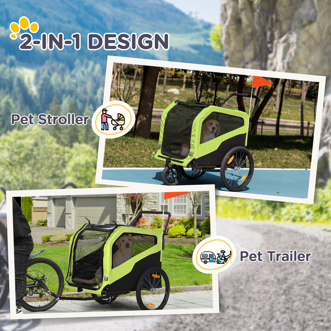 PawHut 2 in 1 Dog Bike Trailer Pet Stroller for Large Dogs with Hitch, Quick
