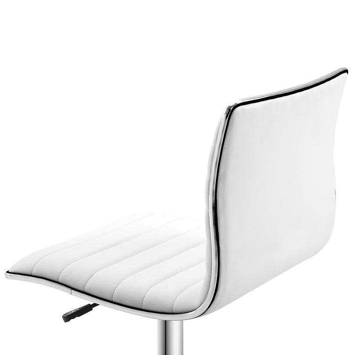 MCL Adjustable Swivel Office Chair with Armless Mid-Back in PU Leather and Chrome Base - White