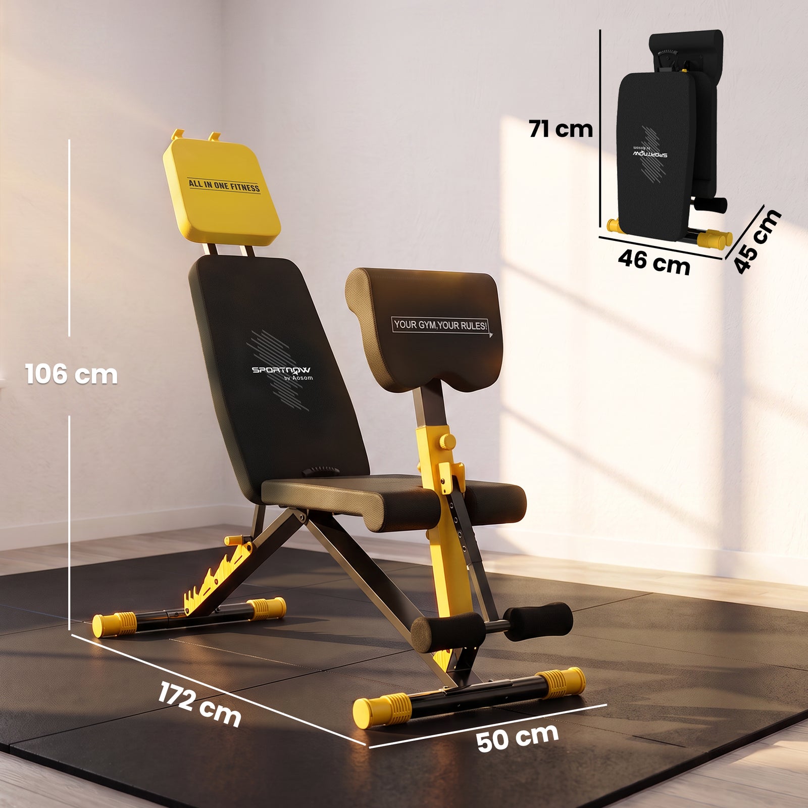 Adjustable Weight Bench for Home Gym, 300kg Incline Decline Flat Folda