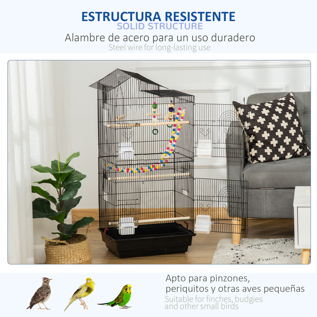 MCL Bird Cage for Budgies, Finches, Canaries w/ Accessories, Toys, Tray