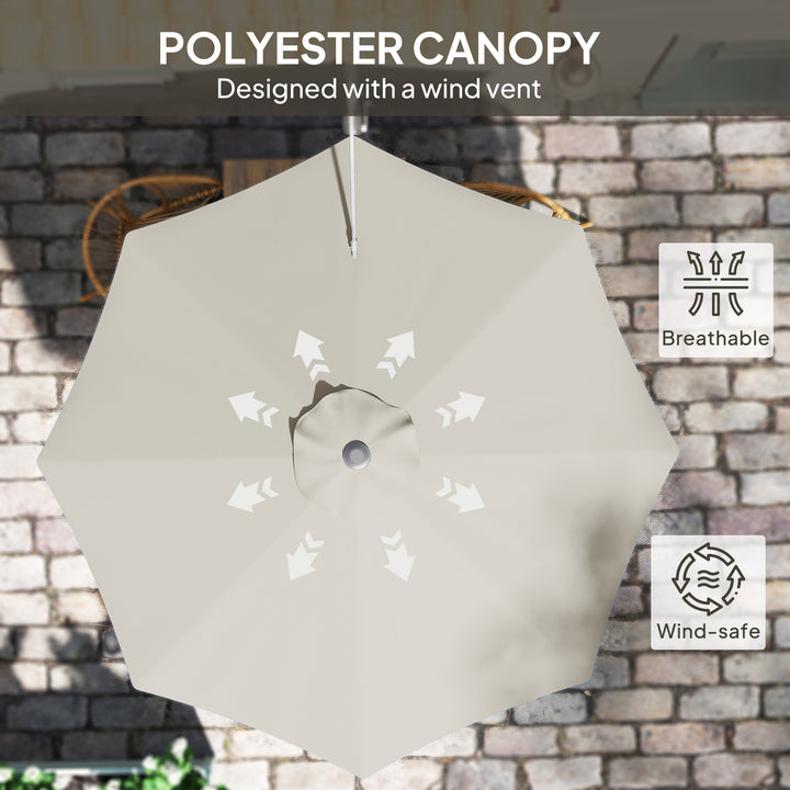 3(m) Wall-Mounted Parasol Shade, with Handle - Light Grey