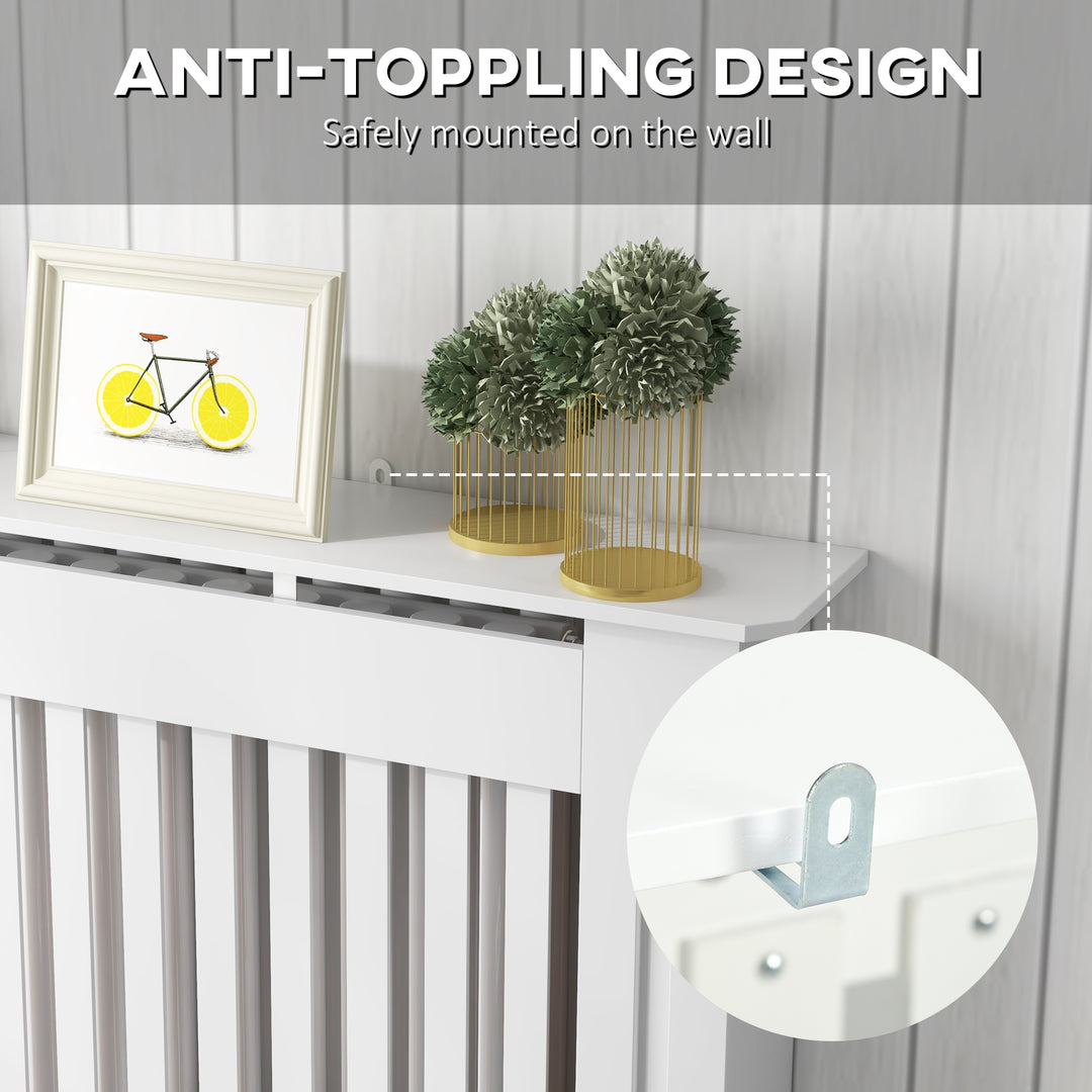 MCL Slatted Radiator Cover Painted Cabinet MDF Lined Grill in White (112L x 19W x 81H cm)