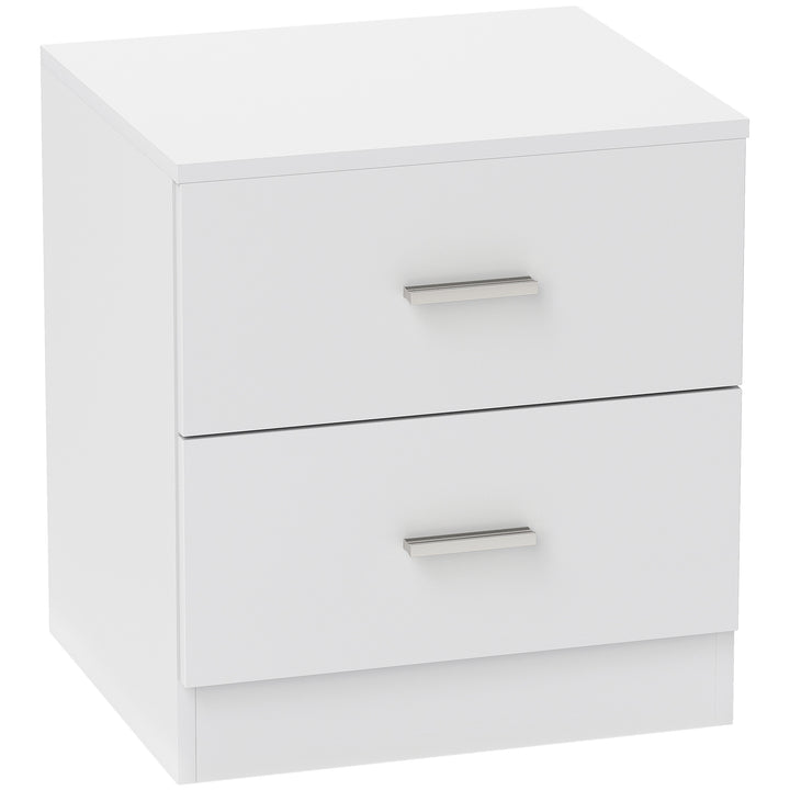 MCL Modern Bedside Table, Beside Cabinet with 2 Drawers, for Bedroom, Living Room, White