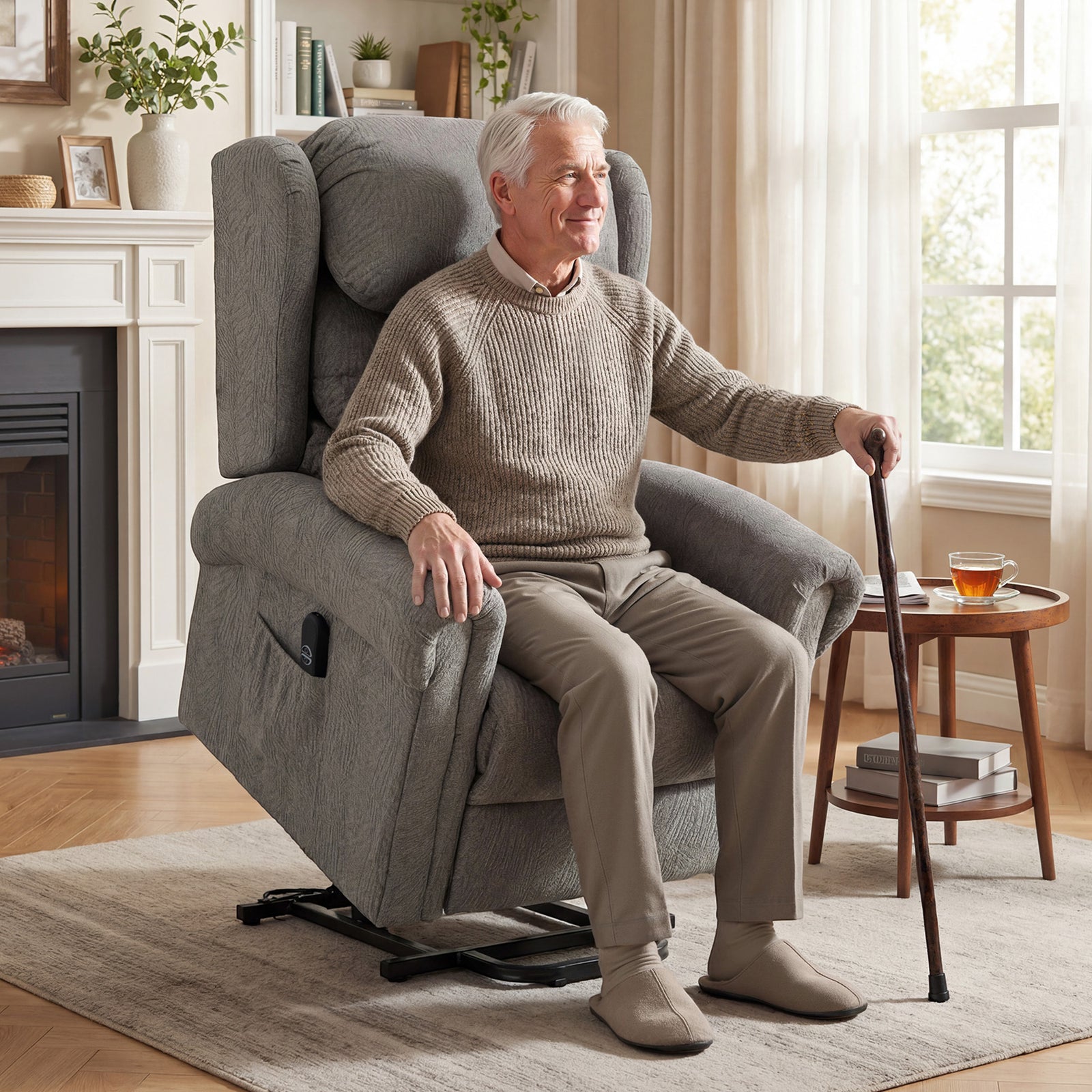 Velvet-Feel Electric Riser Recliner Chair, Power Lift Recliner Chair f