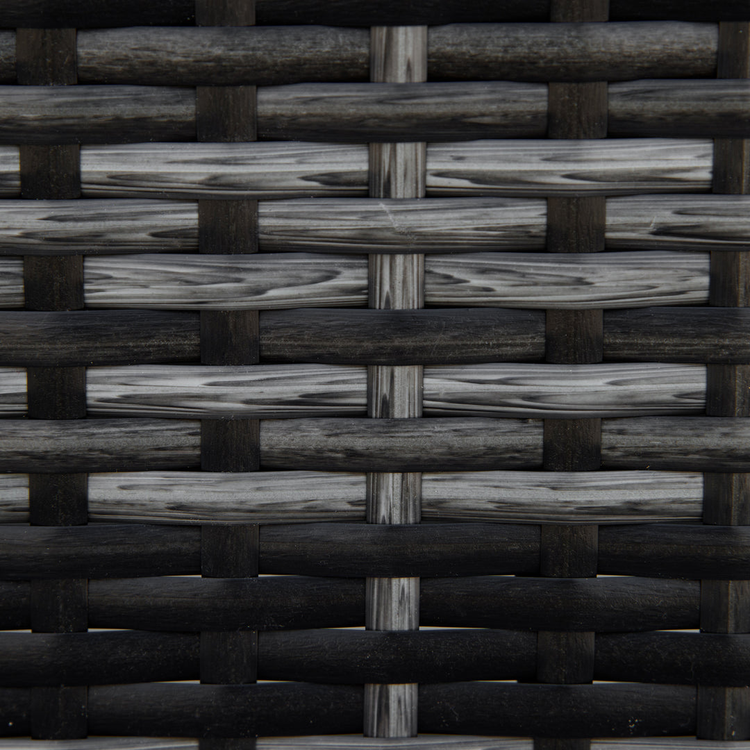 MCL Rattan Footstool Wicker Ottoman with Padded Seat Cushion Outdoor Patio Furniture for Garden Poolside Living Room, 50 x 50 x 35 cm, Grey