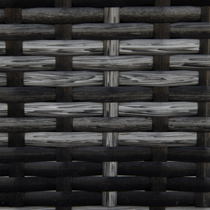 MCL Rattan Footstool Wicker Ottoman with Padded Seat Cushion Outdoor Patio Furniture for Garden Poolside Living Room, 50 x 50 x 35 cm, Grey