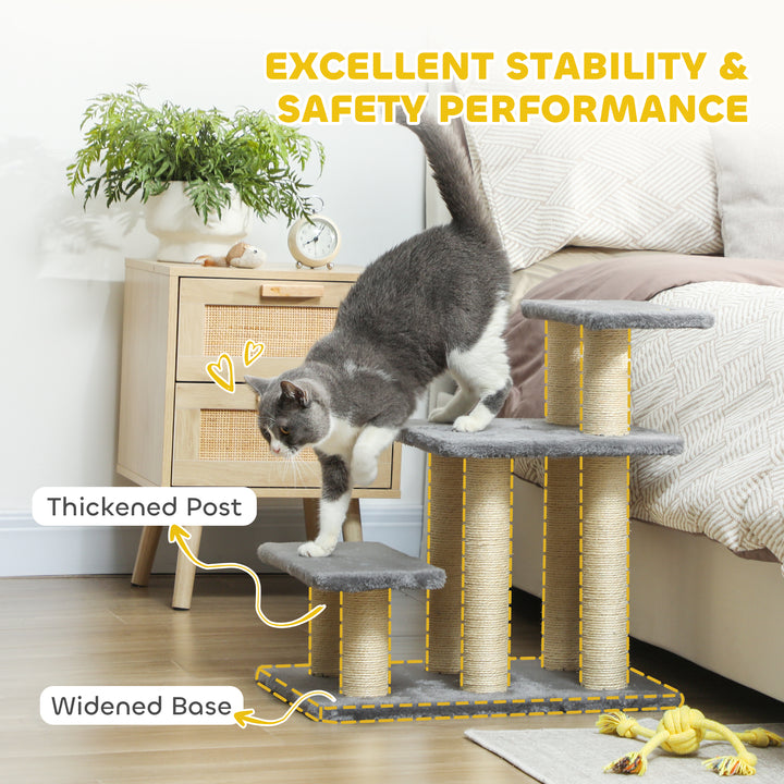 Dog Steps for Bed, 3 Step Adjustable Pet Stairs for Sofa with 6 Sisal 