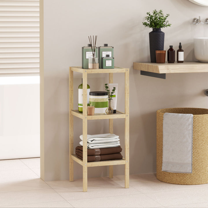 Three-Tier Bamboo Bathroom Shelf - Natural Finish