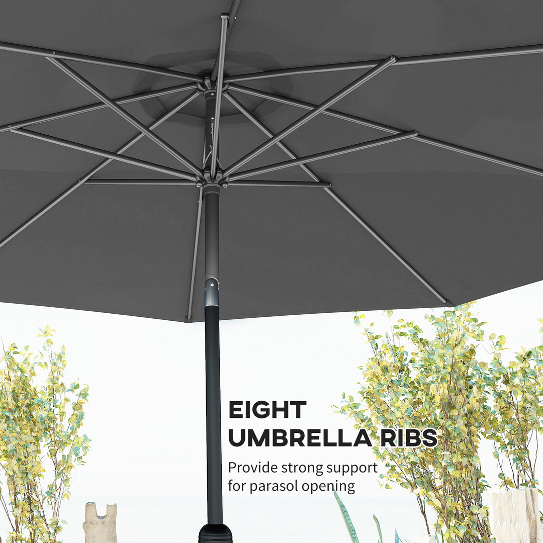 MCL 3(m) Tilting Parasol Garden Umbrellas, Outdoor Sun Shade with 8 Ribs, Tilt and Crank Handle for Balcony, Bench, Garden, Dark Grey