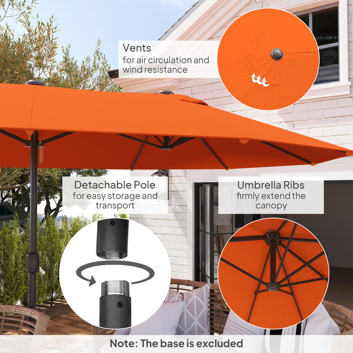 4.6m Double Garden Parasol - Orange