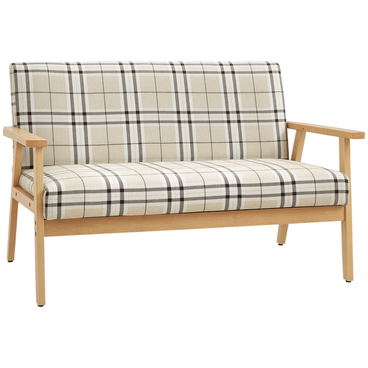 Compact Loveseat Couch Double Seat Sofa with Lattice Pattern and
