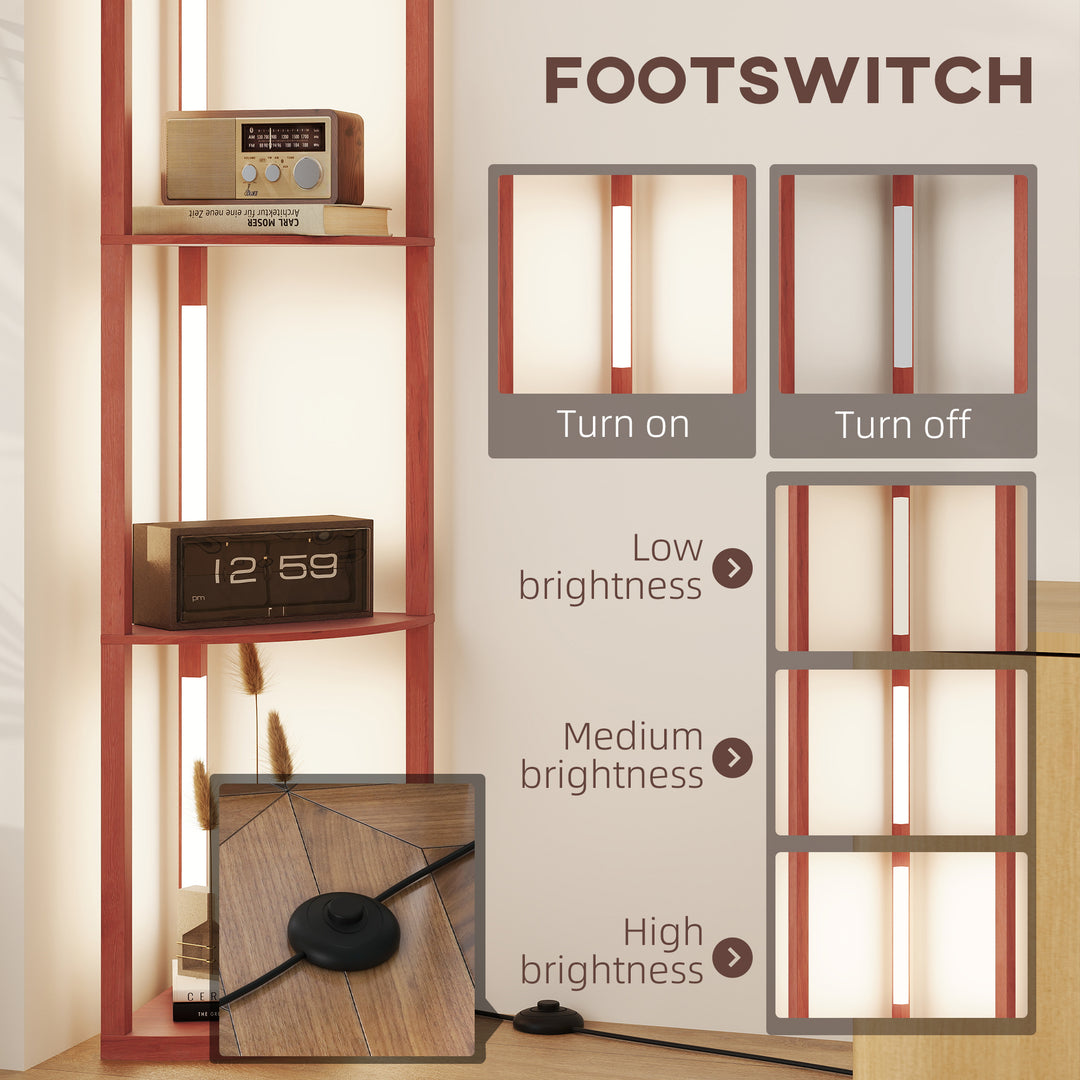 Corner Floor Lamp for Living Room Bedroom with Dimmable Warm White LED Light, Modern Tall Standing Lamp, Brown
