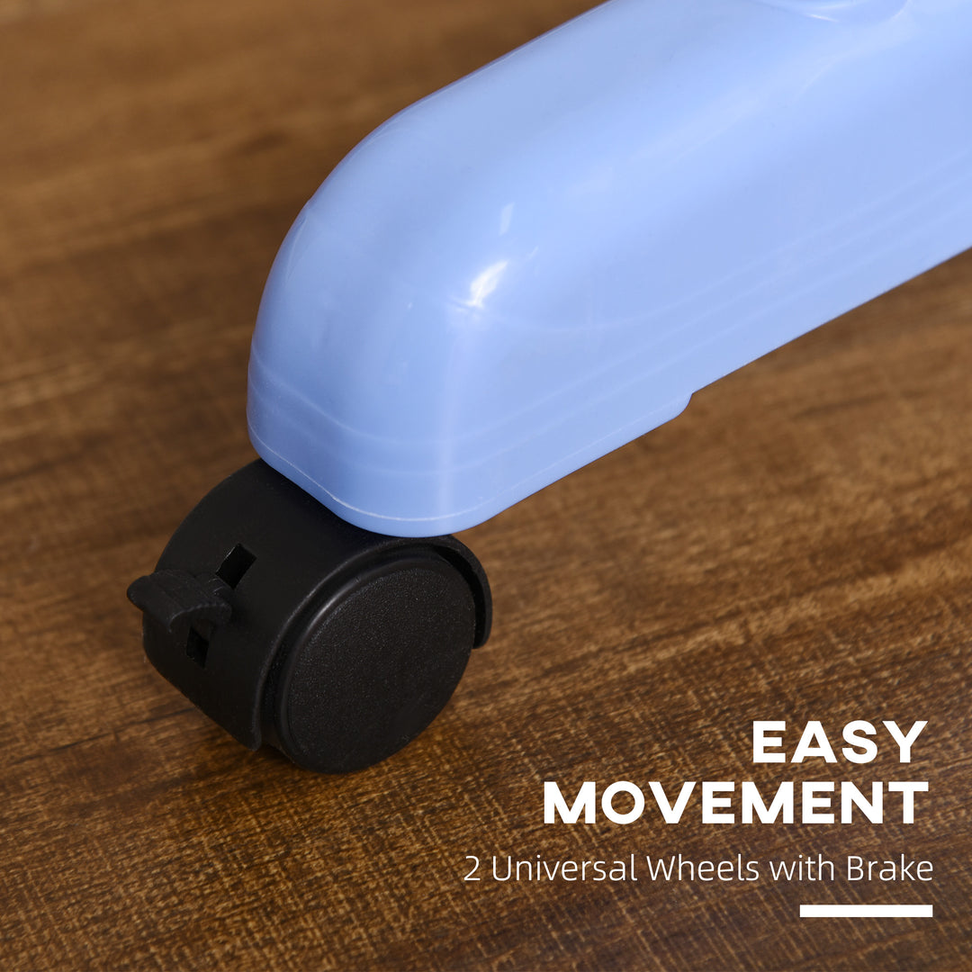 MCL Foldable Clothes Drying Rack, 4-Tier Steel Garment Laundry Rack with Castors for Indoor and Outdoor Use, Blue