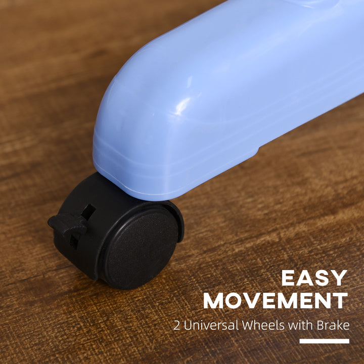 MCL Foldable Clothes Drying Rack, 4-Tier Steel Garment Laundry Rack with Castors for Indoor and Outdoor Use, Blue