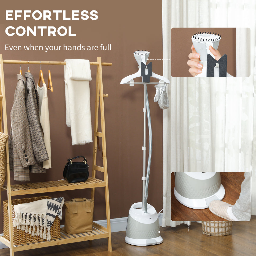 1800W Standing Clothes Steamer, with Accessories - Grey