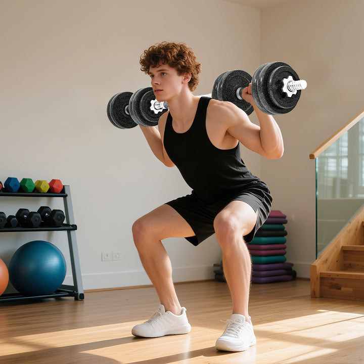 MCL 2-in-1 Adjustable Dumbbells Set, 30kg Weights Dumbbells Set with Non-Slip Grip for Strength Training, Weight Lifting, Bodybuilding, Home Gym Workout Equipment for Men & Women