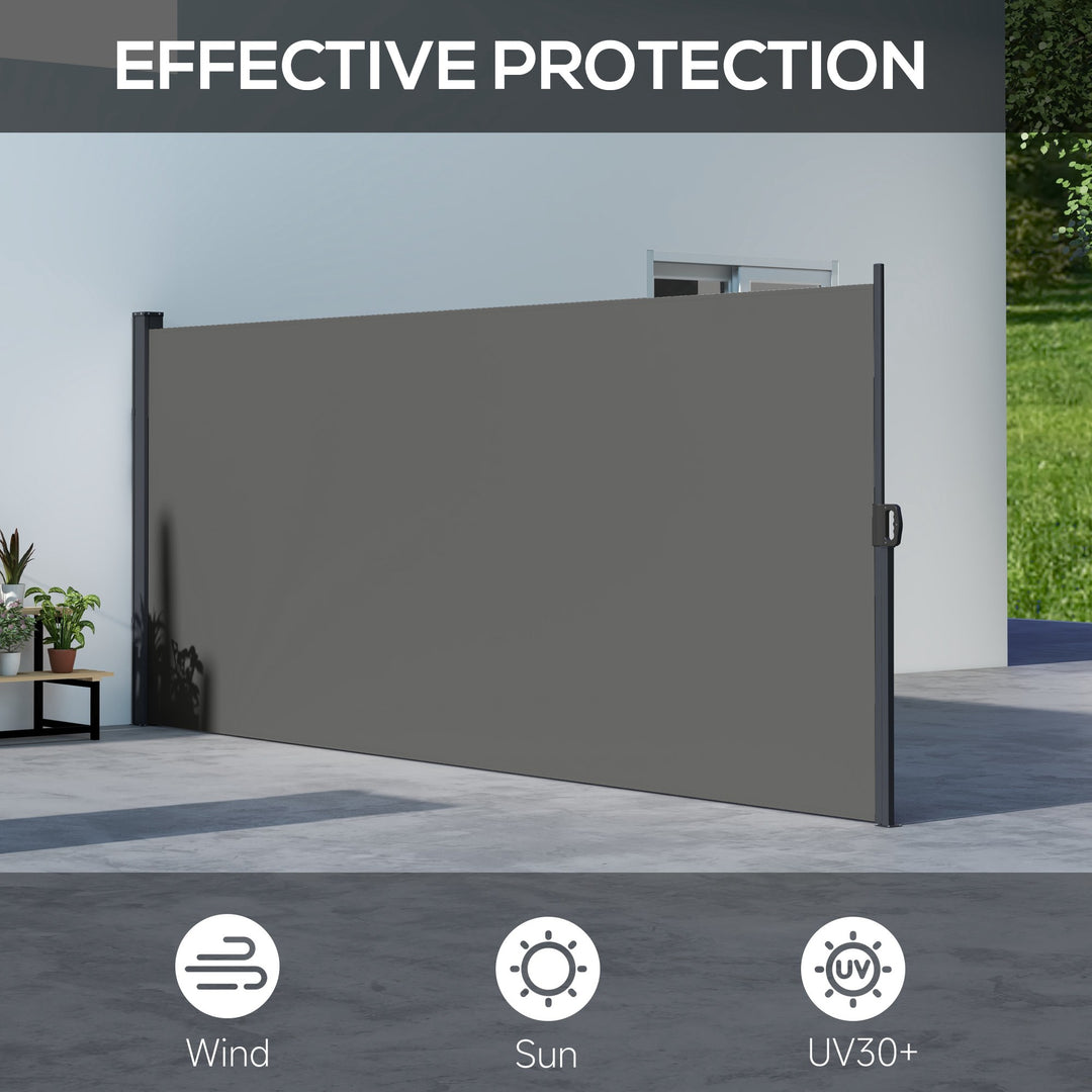 Retractable Side Awning, Outdoor Privacy Screen for Garden, Hot Tub, Balcony, Terrace, Pool, 400 x 160cm, Dark Grey