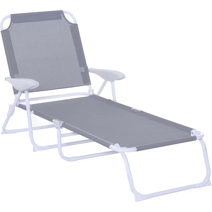 Outsunny Reclining Lounge Chair with 4-Level Adjustable Backrest Folding Sun Beach Lounger for Patio Garden Silver | Aosom UK