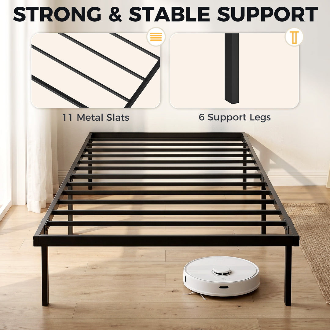 3ft Single Bed Frame with Underbed Storage, Metal Platform Bed Frame w