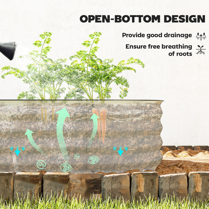 Galvanised Raised Garden Bed, Metal Planter Box with Safety Edging, fo