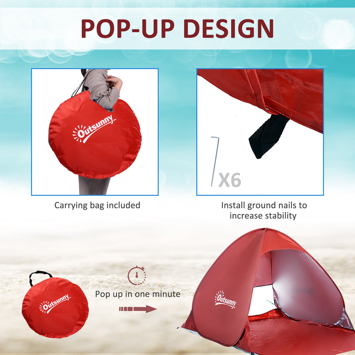 MCL Pop-up Portable Beach Tent-Red