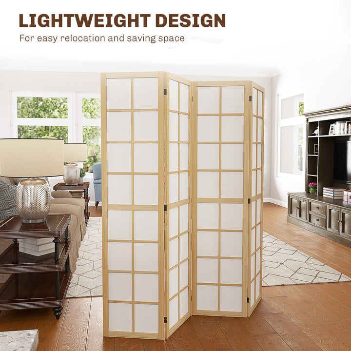 4 Panel Folding Room Divider, Freestanding Room Separator, Indoor Privacy Screen for Living Room, Bedroom, 160 x 170cm
