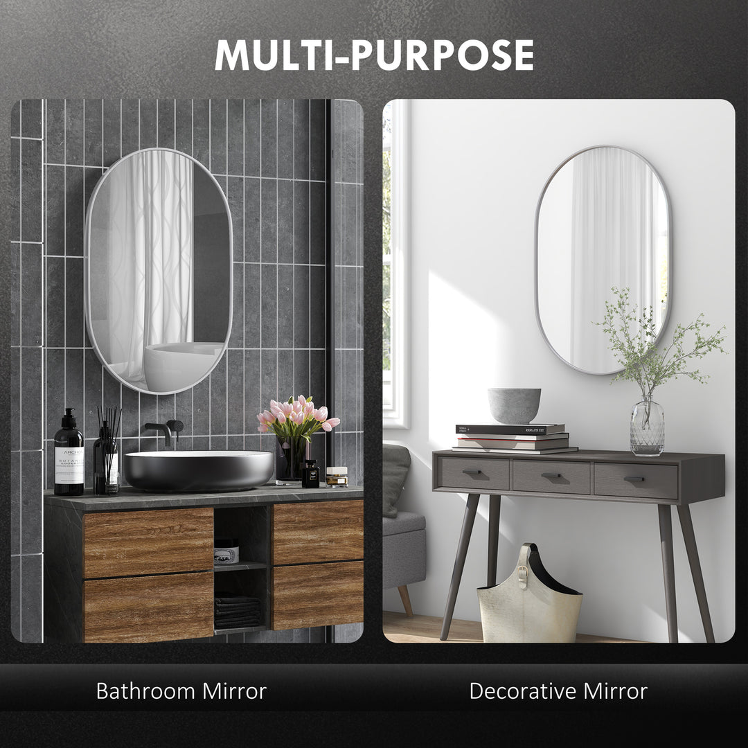 60cm Round Tempered Glass Bathroom Mirror - Silver Tone