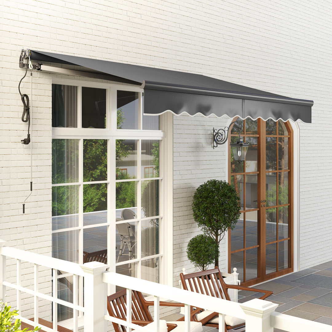 3 x 2.5m Electric Awning with Remote Controller, Aluminium Frame DIY Retractable Awning, UV30+ Sun Shade Canopy for Garden Patio Deck Door Window, Dark Grey