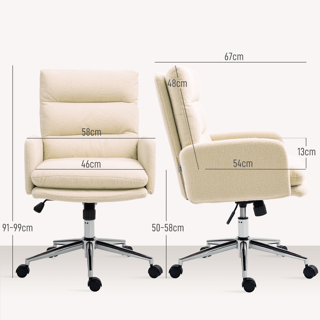 91-99cm Sherpa Fleece Office Chair - Cream White