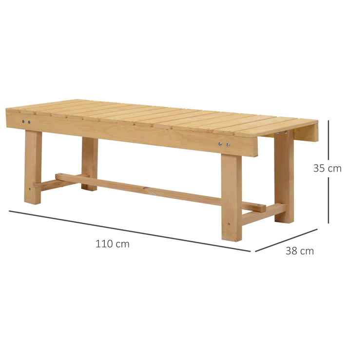 5 Pieces 2-seater Outdoor Indoor Wooden Garden Bench Fir Patio Loveseat, 110L x 38W x 35Hcm, Natural
