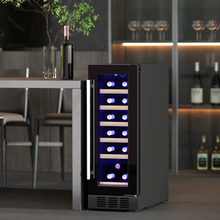 19 Bottle 5-18℃ Wooden Rack Wine Fridge - Black - view 2