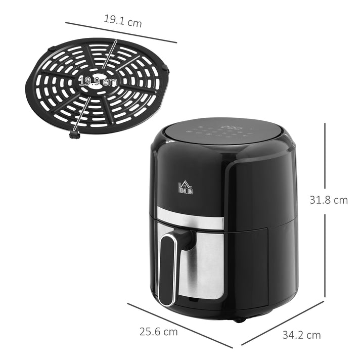 4L Air Fryer, 1300W Air Fryer Oven with Digital Touch Display, Rapid Air Circulation, 12 Cooking Programs, Adjustable Temperature, Timer, Nonstick Basket for Oil Less or Low Fat Cooking, Black
