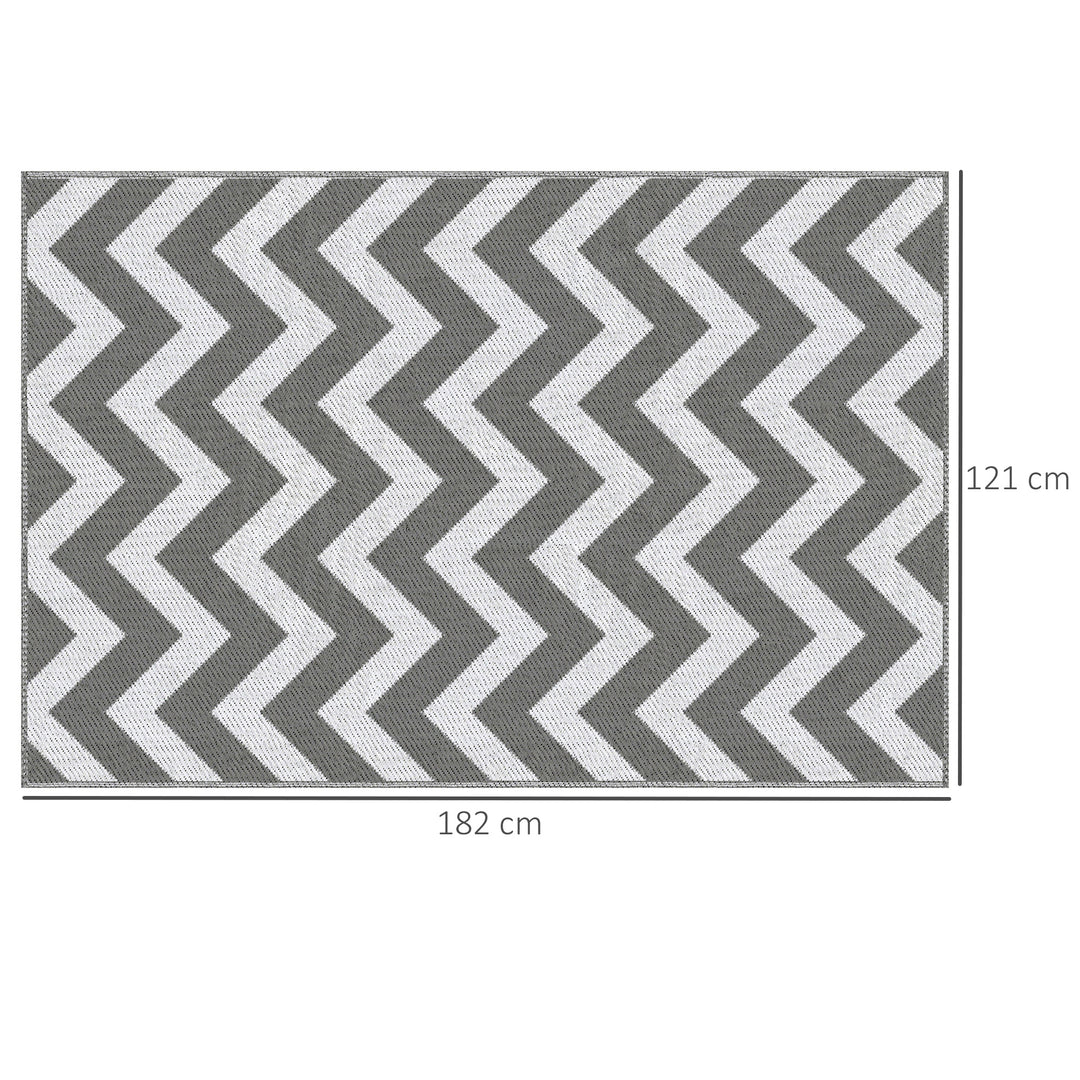 121 x 182 cm(4x6ft) Outdoor Rug Reversible Mat Plastic Straw Rug Portable RV Camping Mat for Garden Deck Picnic Indoor, Light Grey & White