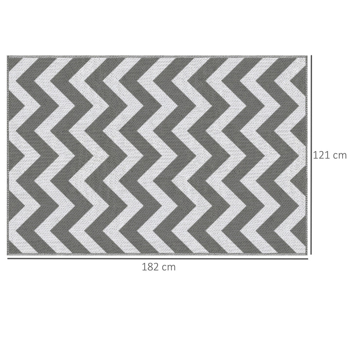 121 x 182 cm(4x6ft) Outdoor Rug Reversible Mat Plastic Straw Rug Portable RV Camping Mat for Garden Deck Picnic Indoor, Light Grey & White