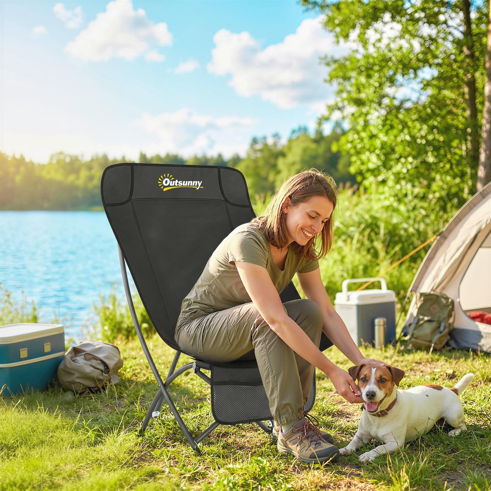 Camping Chair for Adults Heavy Duty Folding Camp Chair with Side Pocke