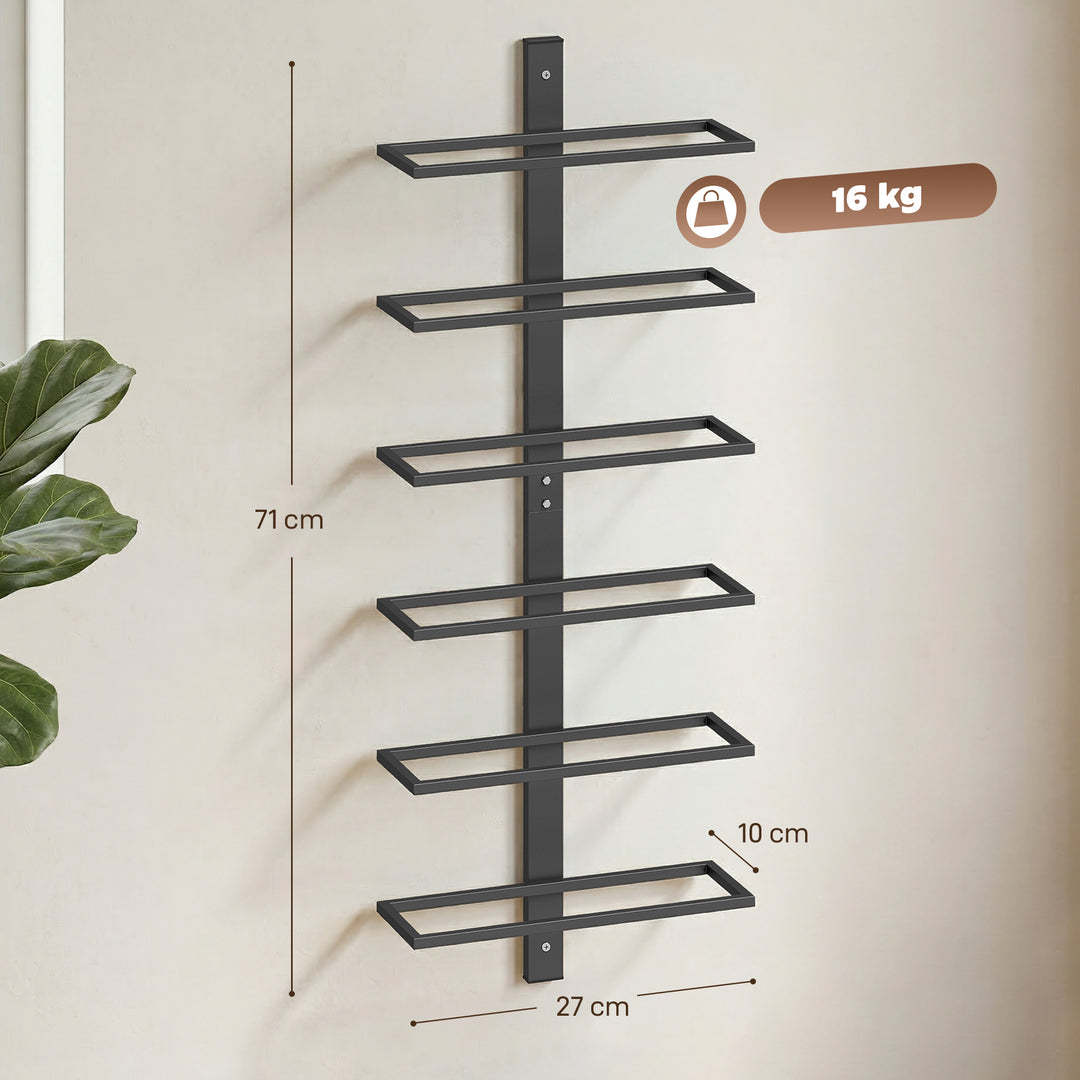 Wall Mounted Wine Rack, 6 Tier Metal Wine Display Rack, Storage Holder