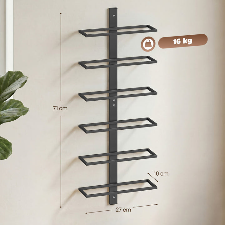 Wall Mounted Wine Rack, 6 Tier Metal Wine Display Rack, Storage Holder