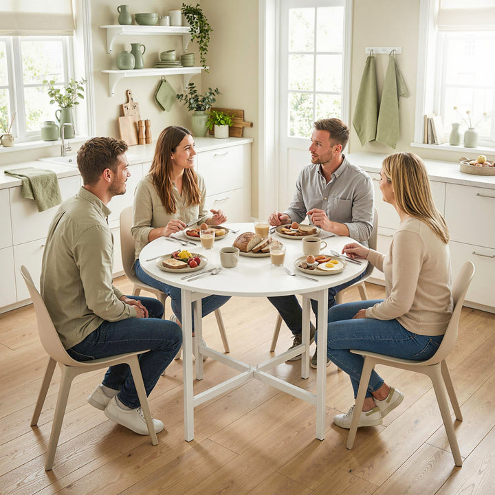Collapsible Drop Leaf Table, Folding Dining Table for Small Spaces, Ex