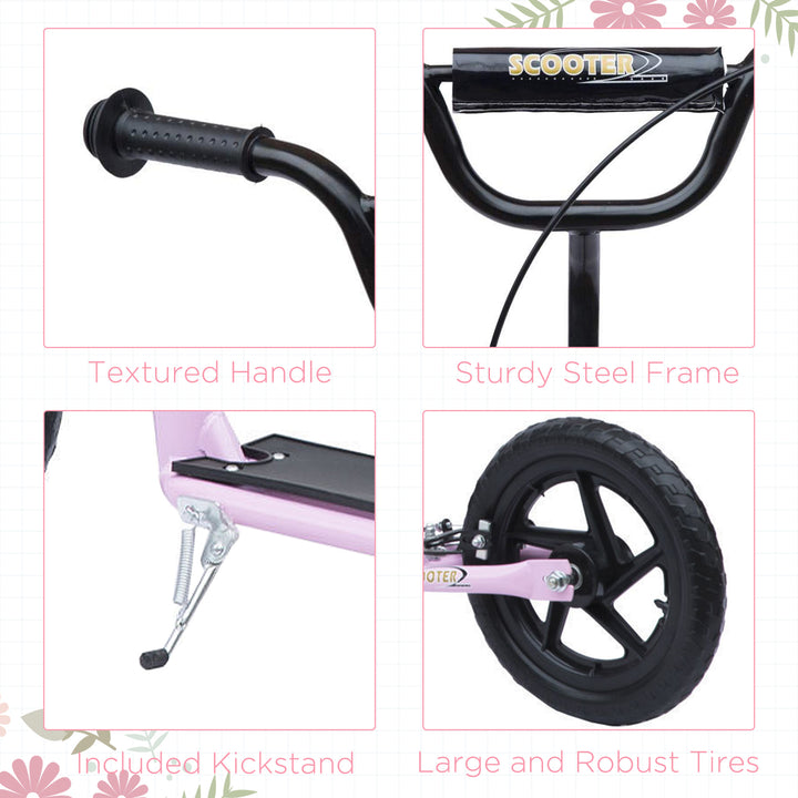 Kids Scooter Kick Scooter, with 12" EVA Tyres, Rear Brake, Big Wheels Scooter for 5-12 Years , Pink