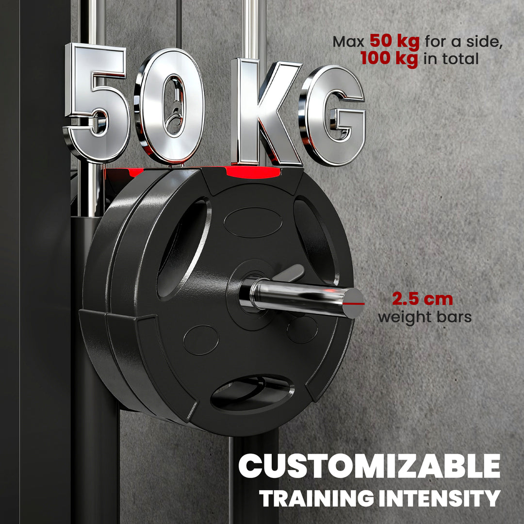 Wall Mounted Lat Pull Down Machine, Crossover Cable Machine with High & Low Pulleys for Home Gym Full Body Workout