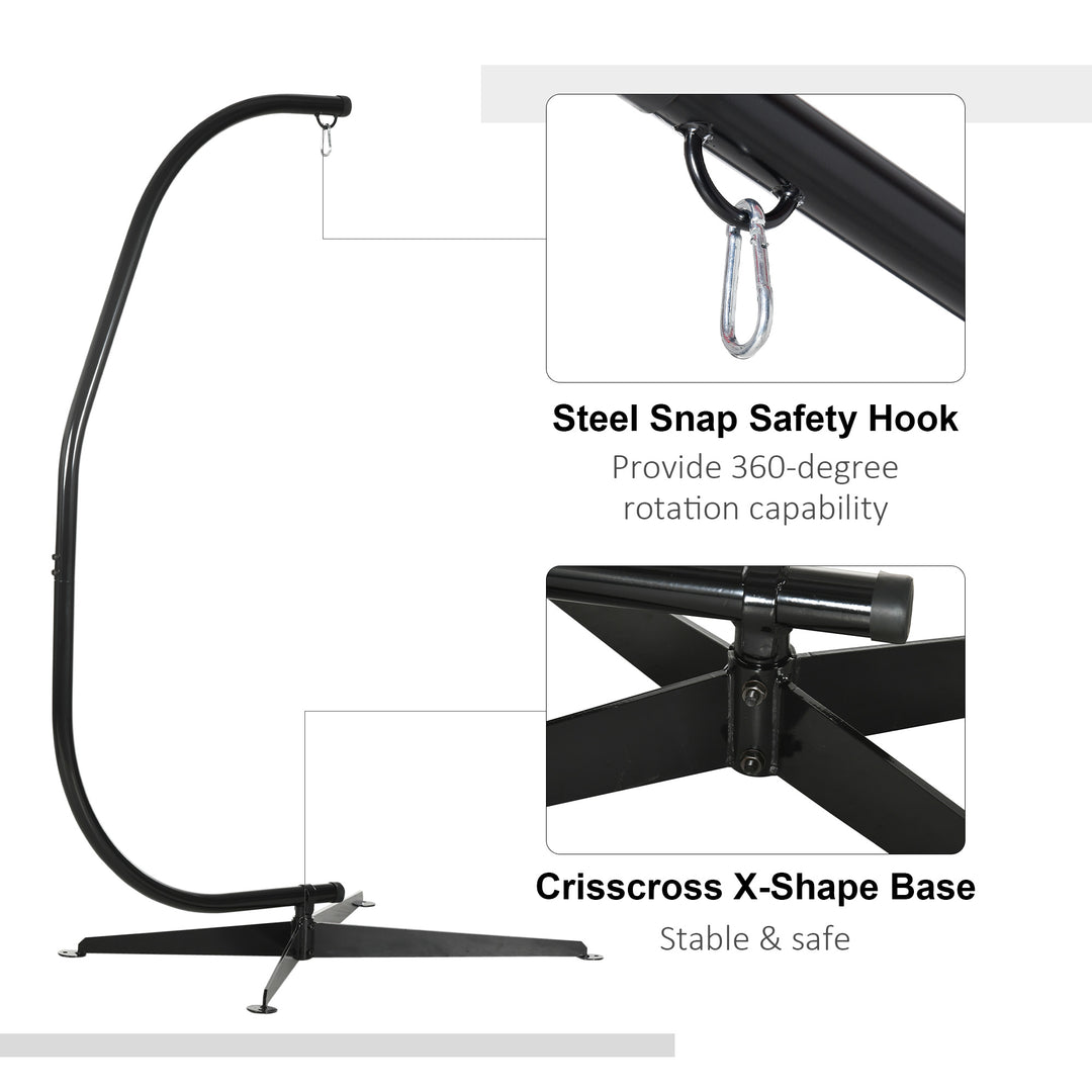 Hanging Hammock Stand Hammock Chair Stand C Stand Steel Heavy Duty Stand for Hanging Hammock Air Porch Swing Chair Indoor Outdoor (Only Construction)