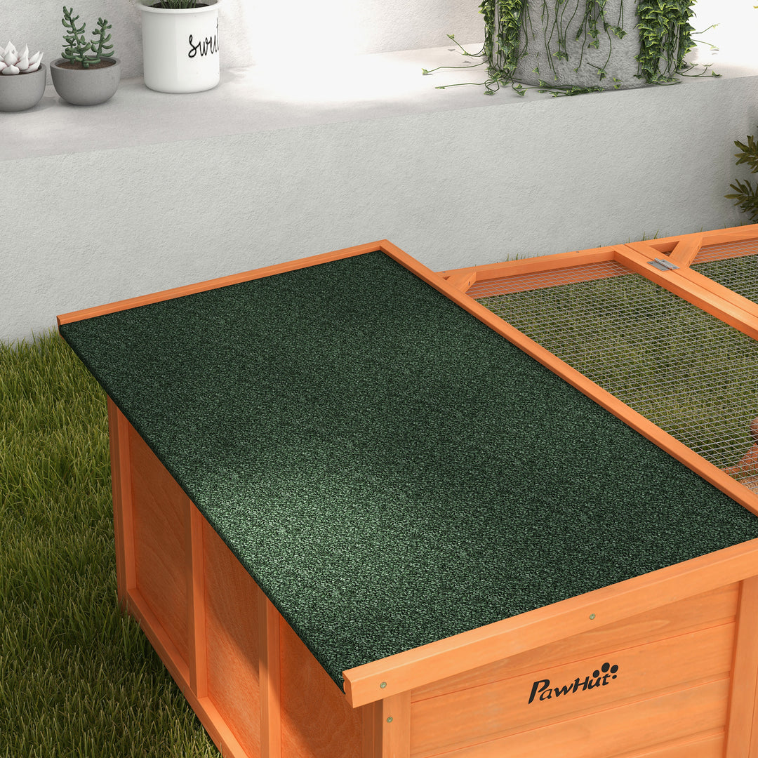 Rabbit Hutch Outdoor Guinea Pig Hutch with Run Small Animal Off-ground Duck House Hideaway Backyard with Openable Roof 125.5 x 100 x 49cm Orange