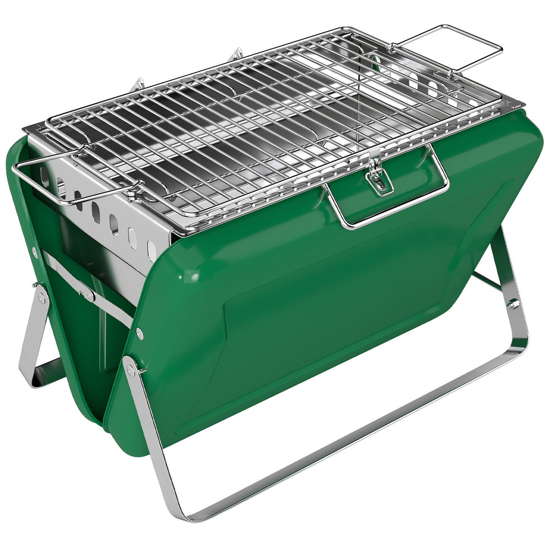 Charcoal BBQ Grill Portable Stainless Steel Barbecue with Tilting Grat