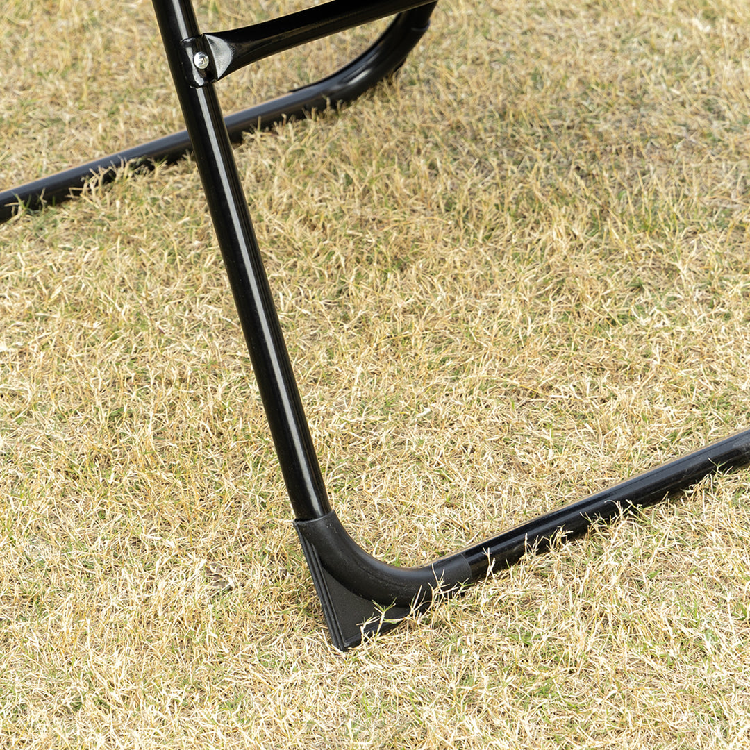 MCL Set of 2 Portable Folding Recliner Metal Outdoor Patio Chaise Lounge Chairs with Adjustable Backrest, Black